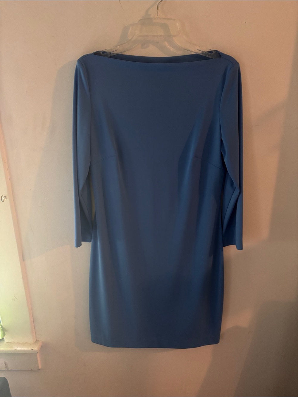 Vintage 90s Nicole Miller Blue Boatneck Pullover Sheath Dress Size 12 USA